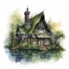 20 High-Quality Swamp Witch Houses Clipart - Witch houses digital watercolor JPG instant download for commercial use - Digital download