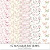 Spring Planner Seamless Patterns, Springtime Floral JPEG, Floral seamless pattern, Spring blossom repeating pattern, Digital scrapbook paper