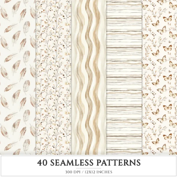 Old Cottage Seamless Patterns, Cottage flowers JPEG, Cottagecore seamless pattern, Floral rustic repeating pattern, Digital scrapbook paper