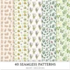 Summer Mountain Seamless Patterns, Mountain flowers JPEG, Pine forest pattern, Meadow, Alpine repeating pattern, Digital scrapbook paper