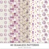 Plum Mood Seamless Patterns, Cozy autumn JPEG, Mushroom pattern, Floral, Plaid, Autumn leaves repeating pattern, Digital scrapbook paper
