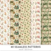 Forest Bibliotheca Seamless Patterns, Autumn library JPEG, Book pattern, Reading, Falling leaves repeating pattern, Digital scrapbook paper