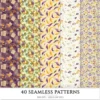 Autumn Notions Seamless Patterns, Artistic autumn JPEG, Pumpkin pattern, Floral, Autumn leaves repeating pattern, Digital scrapbook paper