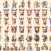 Llamas Watercolor Clipart Bundle - 400+ transparent PNG, Charming alpaca illustrations, Cyte llama images, Commercial use, Digital download