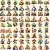 Reptiles Watercolor Clipart Bundle - 705+ transparent PNG, Lizard beast illustrations, Textured reptile png, Commercial use,Digital download