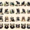 Black Bears Clipart Bundle - 200+ transparent PNG, Woodland creature illustrations, Majestic bear graphics, Commercial use, Digital download