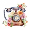 20 High-Quality Antique Floral Telephones Clipart - Telephone digital watercolor JPG instant download for commercial use - Digital download