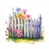 20 High-Quality Picket Fences Clipart - Picket fences digital watercolor JPG instant download for commercial use - Digital download