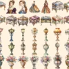 Baroque Era Watercolor Clipart Bundle - 288+ transparent PNG, Elegant baroque graphics, Historical images, Commercial use, Digital download