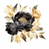 23 High-Quality Black Gold Peony Clipart - Black gold peony digital watercolor JPG instant download for commercial use - Digital download