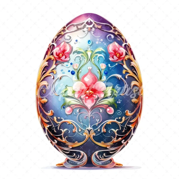 19 High-Quality Ornate Eggs Clipart - Ornate eggs digital watercolor JPG instant download for commercial use - Digital download