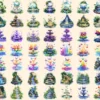 Fairy Fountains Watercolor Clipart Bundle - 427+ transparent PNG, Magical garden graphics, Enchanted fairy, Commercial use, Digital download