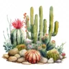20 High-Quality Desert Cacti Clipart - Desert cacti digital watercolor JPG instant download for commercial use - Digital download