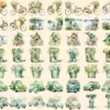 Green Spring Watercolor Clipart Bundle - 430+ transparent PNG, Cute spring girl graphics, Cozy spring png, Commercial use,Digital download