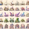 Fairytale Books Watercolor Clipart Bundle - 248+ transparent PNG, Cute storybook graphics, Magical images, Commercial use, Digital download