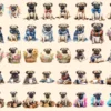 Pugs Watercolor Clipart Bundle - 345+ transparent PNG, Charming pug illustrations, Playful puppy graphics, Commercial use, Digital download