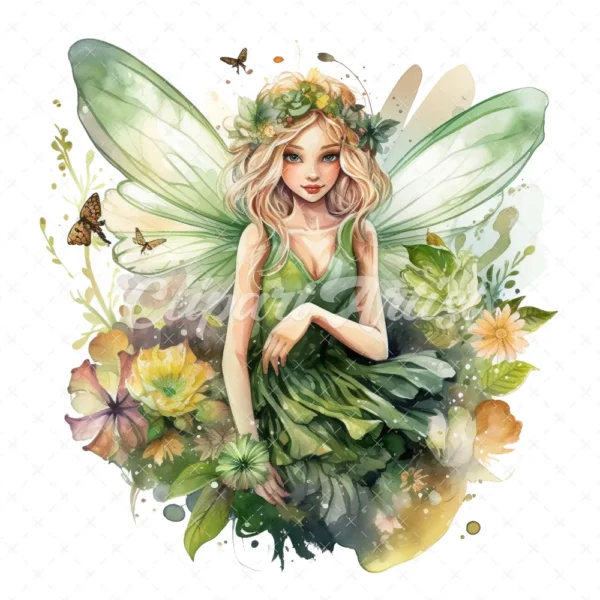 19 High-Quality Garden Fairy Clipart - Garden fairy digital watercolor JPG instant download for commercial use - Digital download