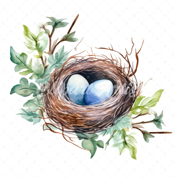 20 High-Quality Bird Nest Clipart - Bird nest digital watercolor JPG instant download for commercial use - Digital download