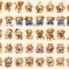 Golden Retrievers Watercolor Clipart Bundle - 345+ transparent PNG, Playful dog graphics, Golden pup art, Commercial use, Digital download