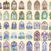 Floral Church Windows Watercolor Clipart Bundle - 340+ transparent PNG, Sacred graphics, Floral glass art, Commercial use, Digital download