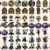 Dark Poem Watercolor Clipart Bundle - 500+ transparent PNG, Edgar allan poe graphics, Dark victorian png, Commercial use, Digital download