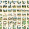 Mountain Retreats Watercolor Clipart Bundle - 415+ transparent PNG, Tranquil nature scenes, Rustic cabin png,Commercial use,Digital download
