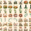 Whispering Woods Watercolor Clipart Bundle - 440+ transparent PNG, Mystical forest graphics, Enchanted art, Commercial use, Digital download