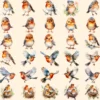 Robins Watercolor Clipart Bundle - 280+ transparent PNG, Delightful bird graphics, Adorable robin images, Commercial use, Digital download
