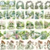Secret Garden Watercolor Clipart Set - 275+ transparent PNG, Garden tea party graphics, Spring greenery art, Commercial use,Digital download