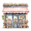 20 High-Quality Floral Storefronts Clipart - Storefronts digital watercolor JPG instant download for commercial use - Digital download