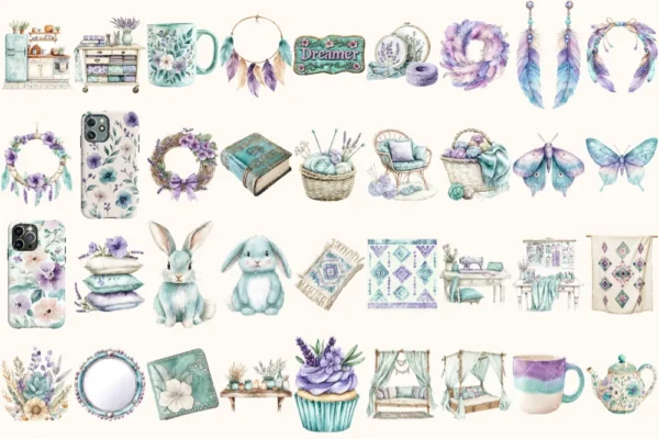 Bohemian Endeavors Watercolor Clipart Set - 255+ transparent PNG, Desert boho graphics, Southwestern png, Commercial use, Digital download