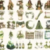 Gravemoss Witch Watercolor Clipart Set - 265+ transparent PNG, Mystic forest graphics, Witchy fantasy art, Commercial use, Digital download