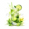 20 High-Quality Lime Cocktail Clipart - Lime cocktail digital watercolor JPG instant download for commercial use - Digital download
