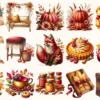 Autumn Enchantment Clipart Set - 120+ transparent PNG, Cozy autumn illustrations, Cottagecore fall images, Commercial use, Digital download