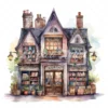 20 High-Quality Gothic Bookshop Clipart - Gothic bookshop digital watercolor JPG instant download for commercial use - Digital download