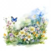 19 High-Quality Spring Meadows Clipart - Spring meadows digital watercolor JPG instant download for commercial use - Digital download