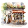 22 High-Quality Cafe Storefronts Clipart - Cafe storefronts digital watercolor JPG instant download for commercial use - Digital download
