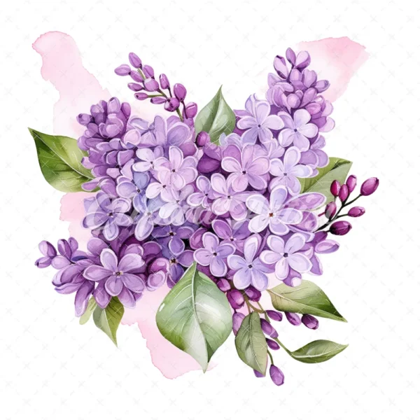 20 High-Quality Lilac Clipart - Lilac flower digital watercolor JPG instant download for commercial use - Digital download