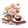 20 High-Quality Floral Coffee Books Clipart - Coffee books digital watercolor JPG instant download for commercial use - Digital download