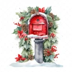 20 High-Quality Winter Christmas Mailboxes Clipart - Mailboxes digital watercolor JPG instant download for commercial use - Digital download