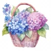 20 High-Quality Hydrangea Basket Clipart - Hydrangea basket digital watercolor JPG instant download for commercial use - Digital download