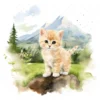 20 High-Quality Cute Kitten Clipart - Cute kitten digital watercolor JPG instant download for commercial use - Digital download