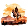 20 High-Quality Western Cowboy Silhouette Clipart - Cowboy digital watercolor JPG instant download for commercial use - Digital download