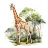 20 High-Quality Forest Giraffe Clipart - Forest giraffe digital watercolor JPG instant download for commercial use - Digital download