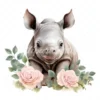 20 High-Quality Baby Rhino Clipart - Baby rhino digital watercolor JPG instant download for commercial use - Digital download