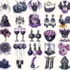 Haunted Masquerade Watercolor Clipart Set - 230+ transparent PNG, Spooky halloween graphics, Gothic images, Commercial use, Digital download