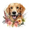 20 High-Quality Floral Golden Retriever Clipart - Retriever digital watercolor JPG instant download for commercial use - Digital download