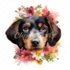 20 High-Quality Floral Portrait Puppy Clipart - Floral Puppy digital watercolor JPG instant download for commercial use - Digital download