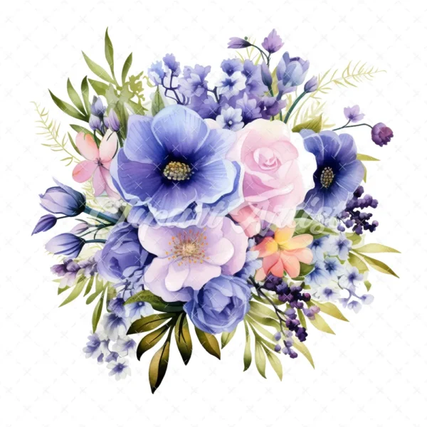 20 High-Quality Bouquet of Flowers Clipart - Bouquet of flower digital watercolor JPG instant download for commercial use - Digital download