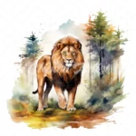 20 High-Quality Forest Lion Clipart - Forest lion digital watercolor JPG instant download for commercial use - Digital download